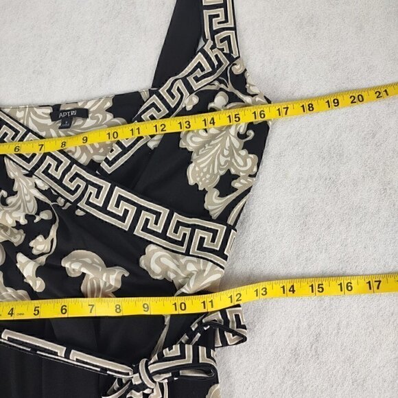 APT. 9 Floral Paisley, Black Tan Grecian Women's Belted Maxi Dress Size Small - Picture 8 of 11